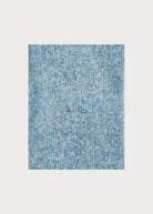 A square fabric texture swatch in a heathered medium blue color, showing a fine knit or woven pattern, centered on a light gray background.