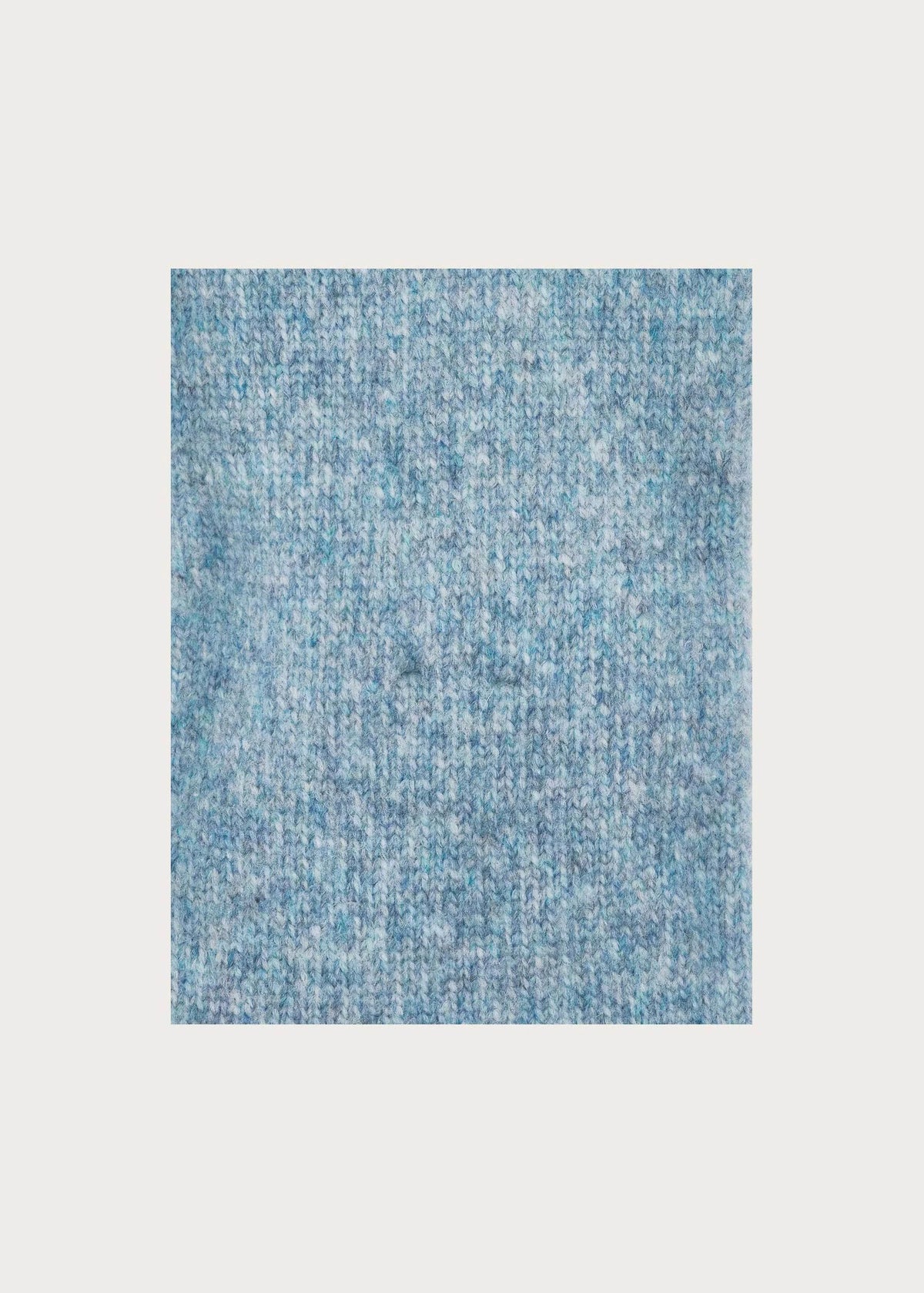 A square fabric texture swatch in a heathered medium blue color, showing a fine knit or woven pattern, centered on a light gray background.